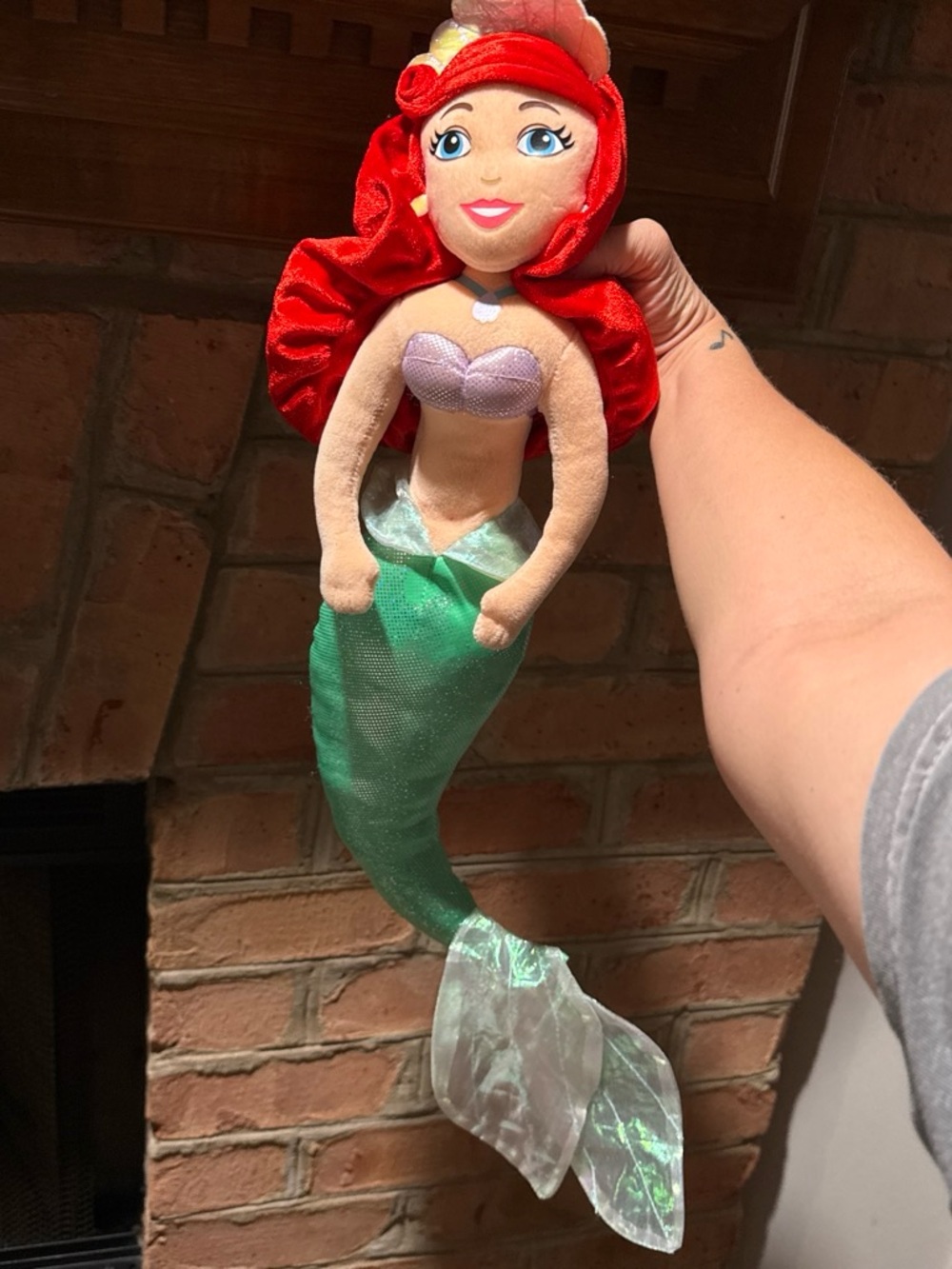 Disney Ariel Mermaid Plush Doll - Red Hair, Green Tail